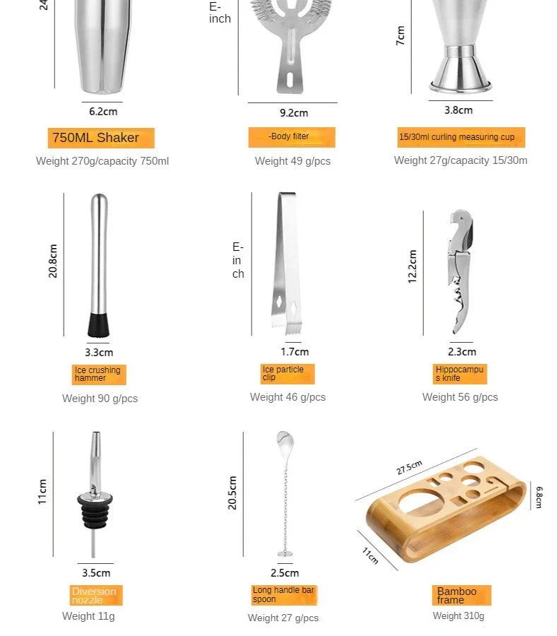 Sandsberg | MixArt Metalliskt Bar-Set | Elegant Cocktail- och Bartender-Set | Perfekta drycker görs enkelt
