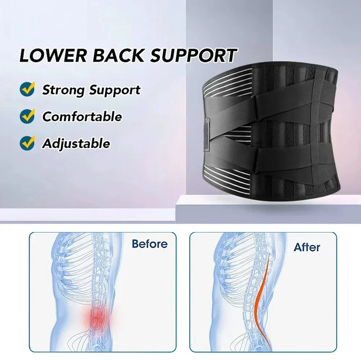 Karnz | Ryggstödsbälte OrthoFlexa | 360° Ländryggsstöd med minnesaluminium och stålfjädrar | Andningsbart &amp; osynligt under kläderna