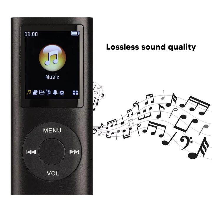 Kompakt MP3-spelare med högupplöst 1,8-tums LCD-skärm.