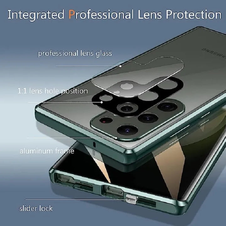 Metall Aluminiumlegering 360 Fodral med säkerhetslåset för Samsung Galaxy S24-S23 Serien