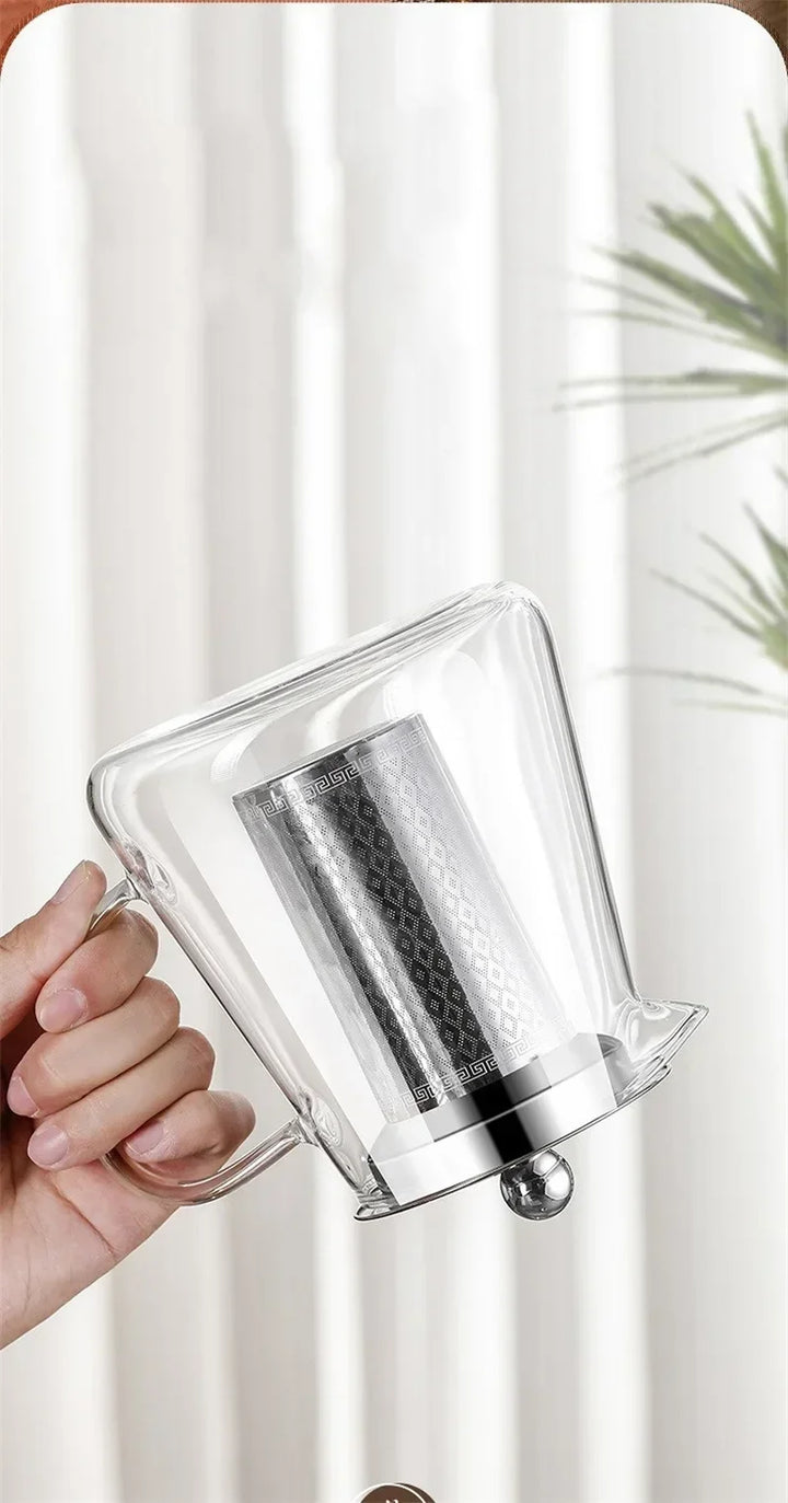 450ml-950ml Värmebeständig Glas Teekanna – Rostfritt Stål Te-sil, Blomkanna för Kung Fu Teetillbehör, Puer- och Oolong-te