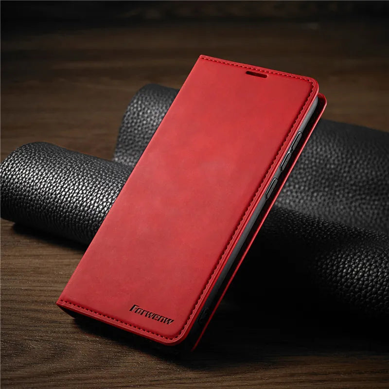 Sandsberg | iPhone Läder-Wallet-Fodral | Magnetisk korthållarfunktion | Flera färger
