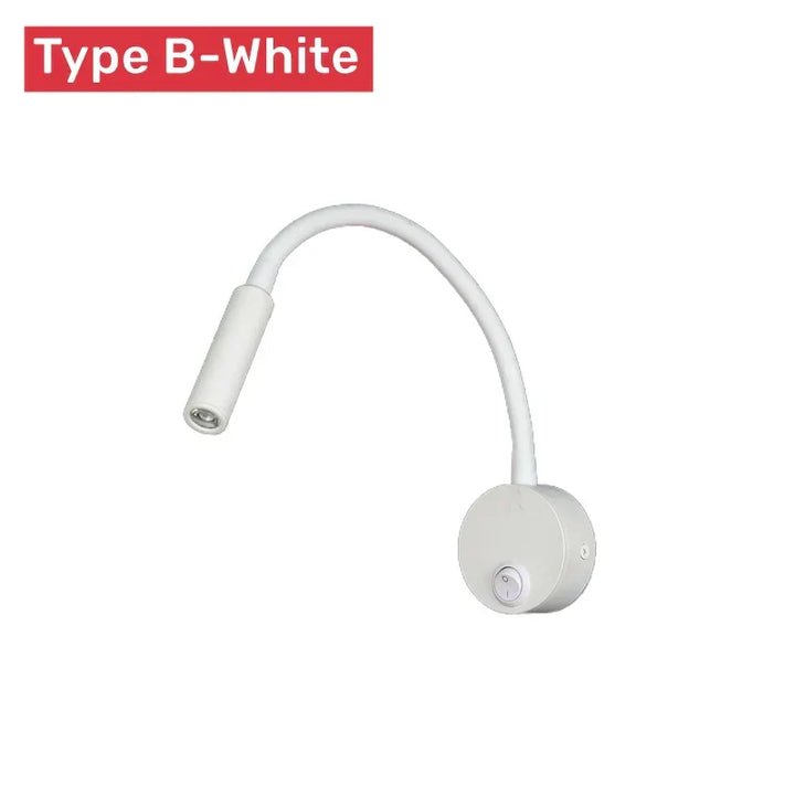 Karnz | Modern flexibel LED-läsvägglampa med strömbrytare för sovrum och studier - 1W/3W