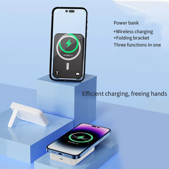 Magnetisk trådlös Powerbank med stativ