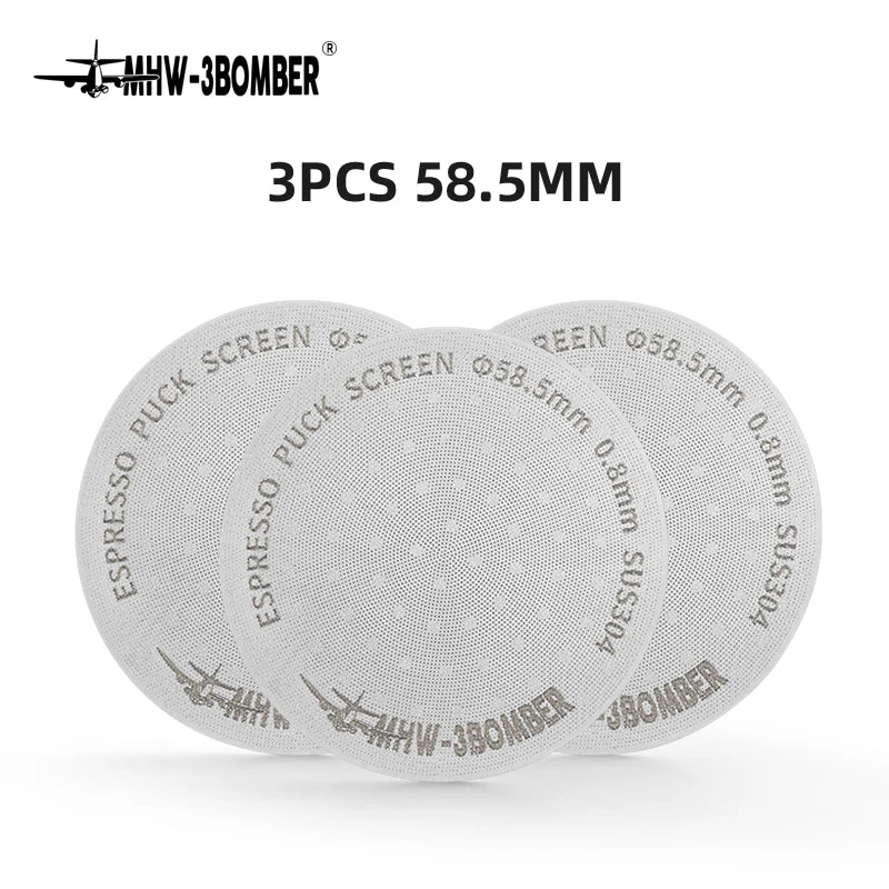 MHW-3BOMBER 51/53/58.5mm Espresso Puck Skärm Dubbel-Lager Metall Kaffe Återanvändbart Filter