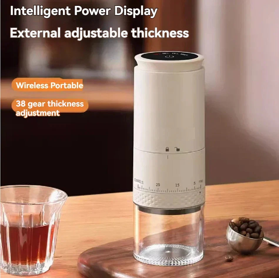 Karnz | 1500mAh Elektrisk Kaffekvarn Extern justerbar Type-C-laddning Kaffekvarn Bönmalare Kaffebryggare