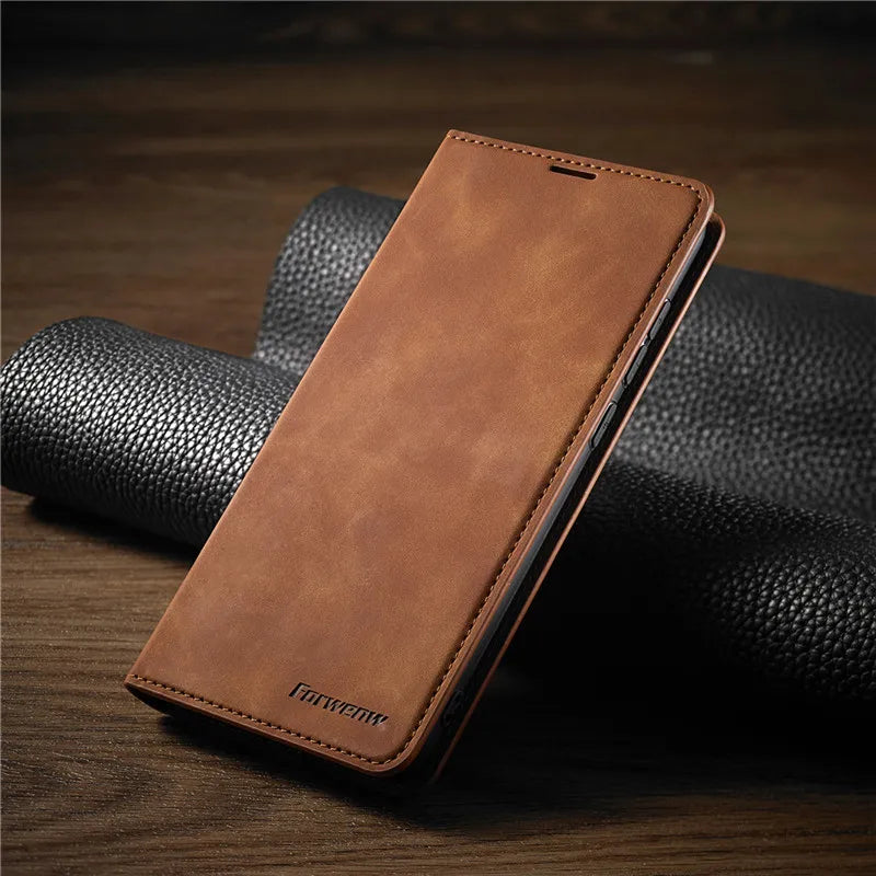 Sandsberg | iPhone Läder-Wallet-Fodral | Magnetisk korthållarfunktion | Flera färger