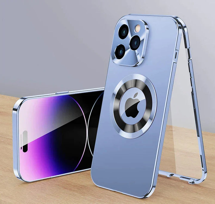 Fodral 360° Fullskärm Linse Metall Magnetisk Magsafe Höljen Aluminium för iPhone 15 14 13