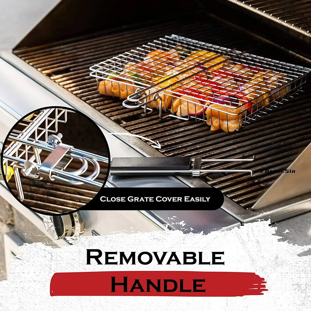 Grillaro Grillkorg | Fällbar &amp; Non-stick | Rostfritt stål &amp; Värmetålig | För Kött &amp; Grönsaker