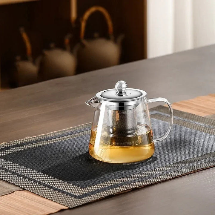 450ml-950ml Värmebeständig Glas Teekanna – Rostfritt Stål Te-sil, Blomkanna för Kung Fu Teetillbehör, Puer- och Oolong-te