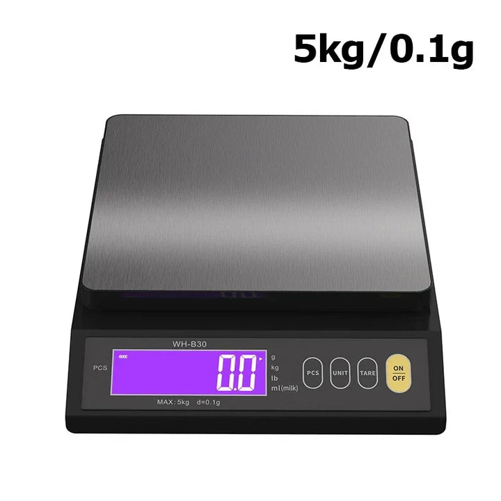 Karnz | 5 kg/0,1 g och 10 kg/1 g digital köksvåg, LCD-display, helt vattentät rostfri våg för bakning