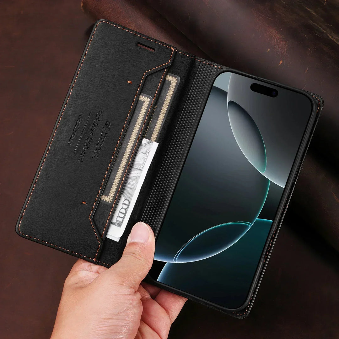 Sandsberg | RFID Flip Läder Samsung S25/S24/S23 Magnetisk Plånboksfodral