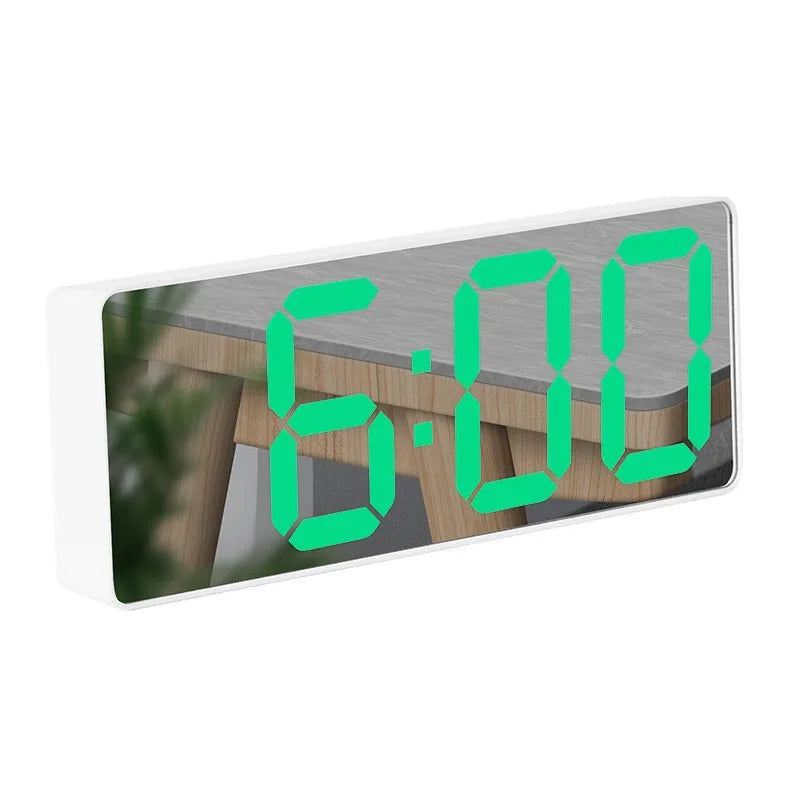 Modern elektronisk spegelväckarklocka med LED-display, alarmfunktion och temperaturvisning – Stilig digital klocka för sovrum och kontor