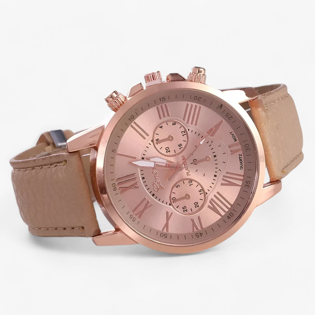 Camille damklocka med vattentåligt läderarmband, 42 mm