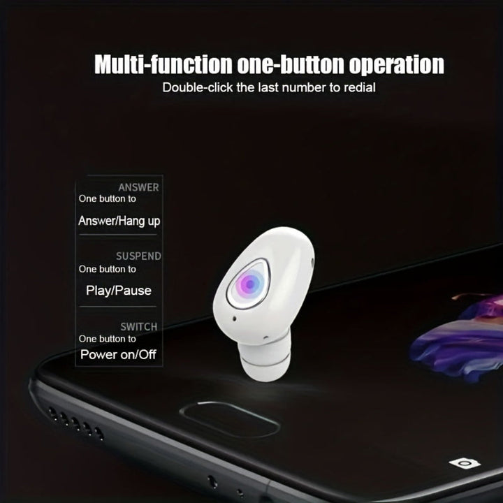 Trådlösa Bluetooth-hörlurar, Mini-hörlurar, osynliga, Enörade