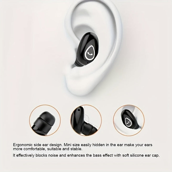 Trådlösa Bluetooth-hörlurar, Mini-hörlurar, osynliga, Enörade