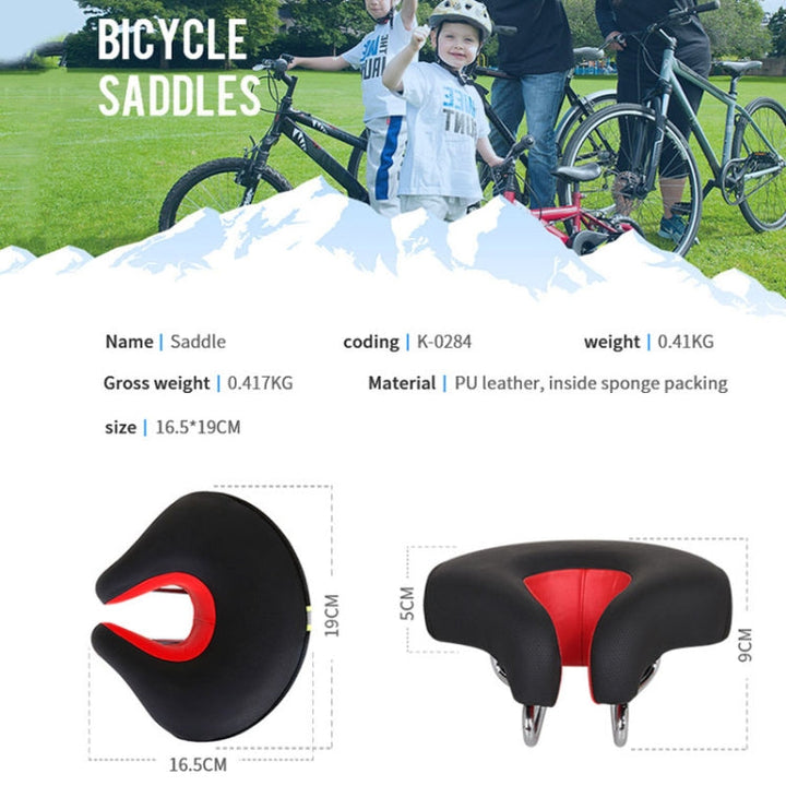 Karnz | Naslös cykelsadel Mountainbike förtjockad mjuk stoppning (Röd)