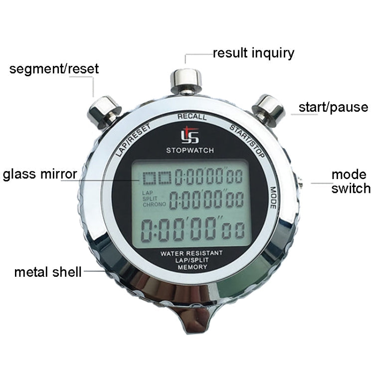 Karnz | YS Metall Stoppur 3 Rader Visning Löpning Elektronisk Timer, Stil: YS-5100 100 Minnen