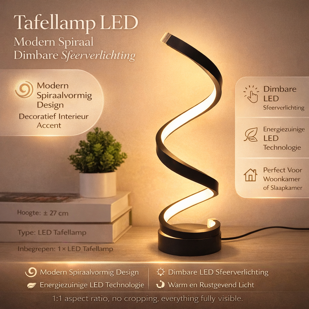 SpiralLight LED Bords-lampa med dimbart ljus och touch-kontroll | Karnz