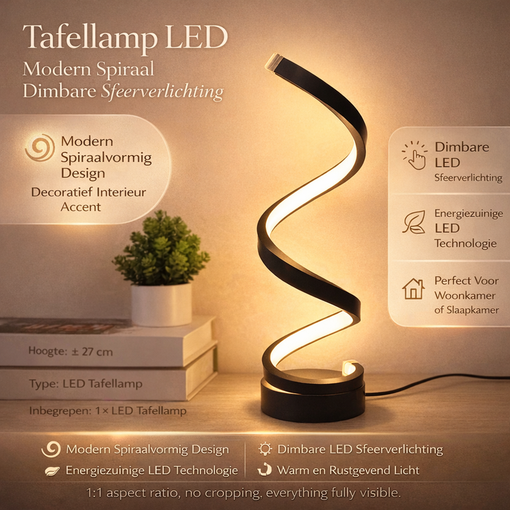 SpiralLight LED Bords-lampa med dimbart ljus och touch-kontroll | Karnz