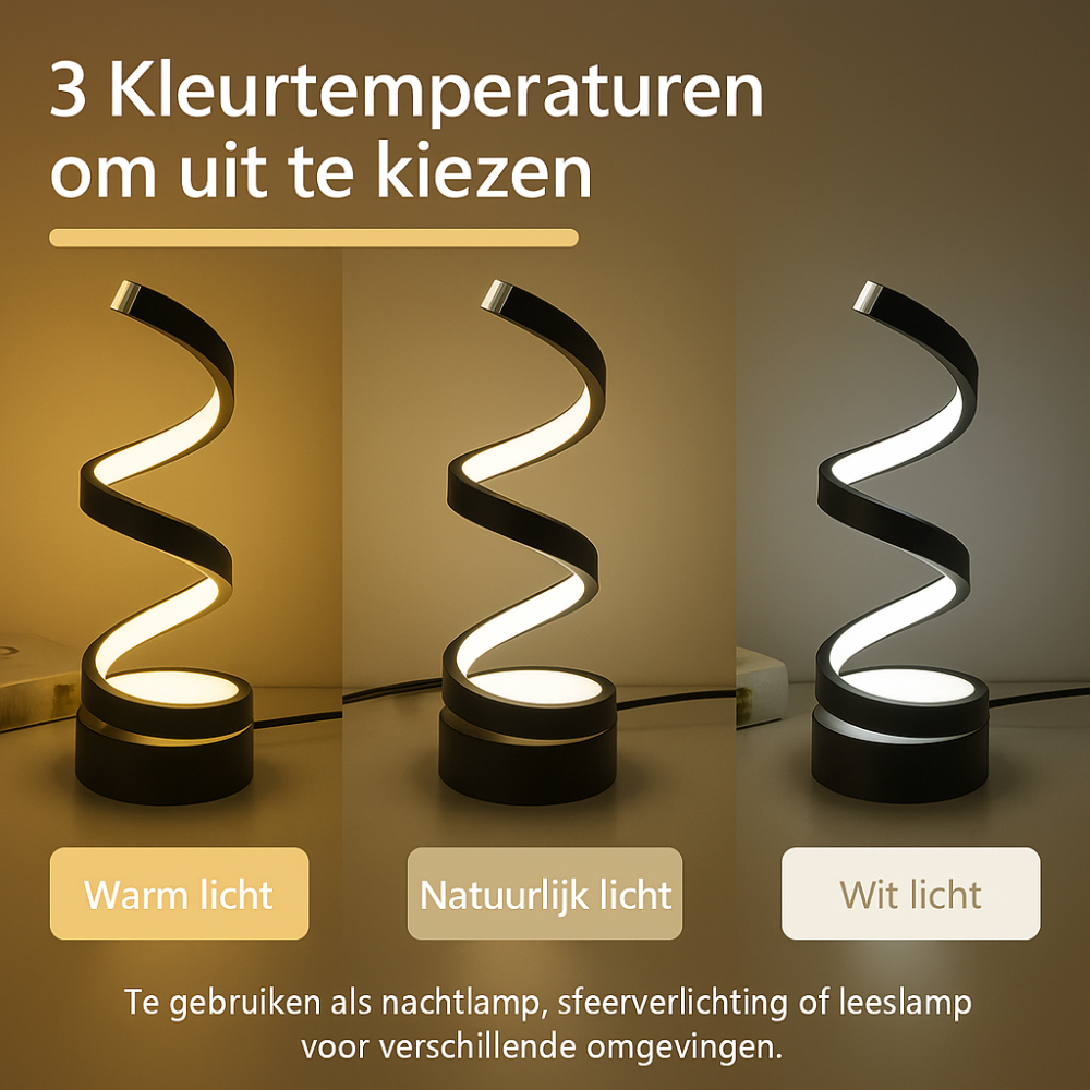 SpiralLight LED Bords-lampa med dimbart ljus och touch-kontroll | Karnz