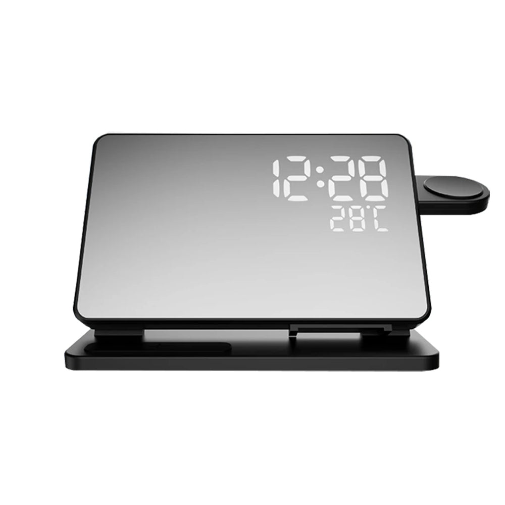 3-i-1 Snabbladdare | Premium Trådlös Snabbladdningsdocka med Väckarklocka | för Apple iPhone, Watch &amp; AirPods