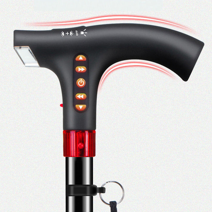 Sandsberg | Intelligent Gångstav | LED-lampa med Fallalarm | Svart