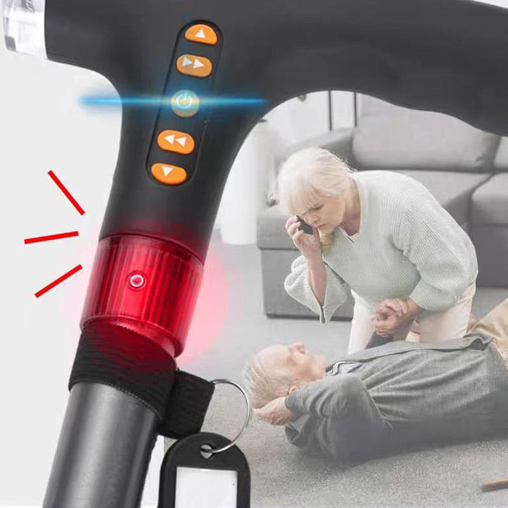 Sandsberg | Intelligent Gångstav | LED-lampa med Fallalarm | Svart