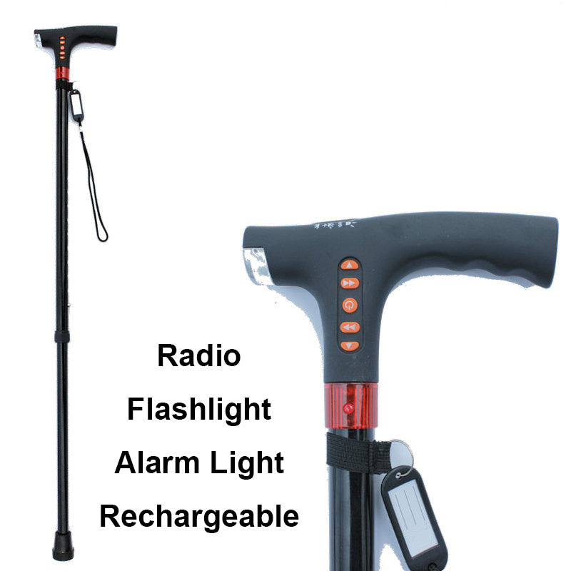 Sandsberg | Intelligent Gångstav | LED-lampa med Fallalarm | Svart
