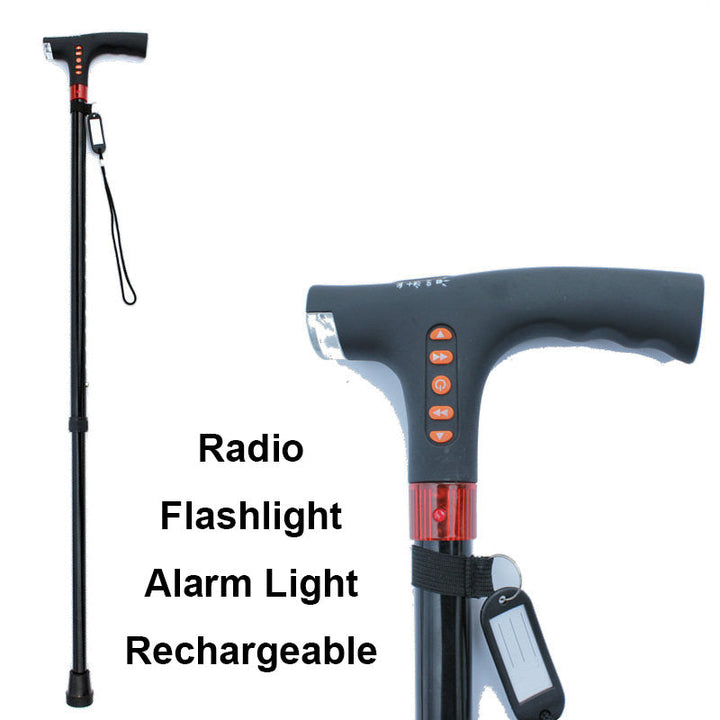 Sandsberg | Intelligent Gångstav | LED-lampa med Fallalarm | Svart
