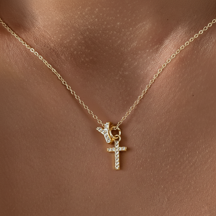 Karnz | Delikat Diamant Initial &amp; Kors Halsband