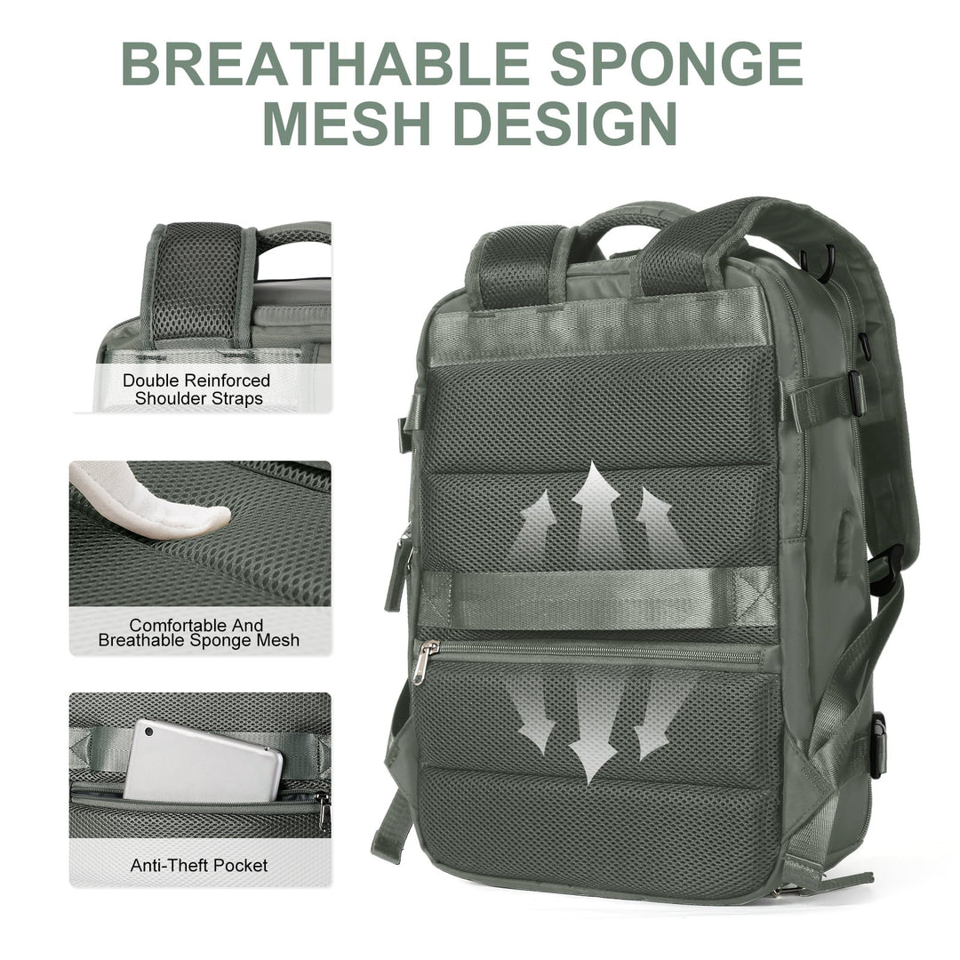Karnz | Travelliva Dam Reserucksack 35 L | Vattentät &amp; med USB-port | Stöldskydd &amp; Skofack | För Vandring, Vardag &amp; Resor