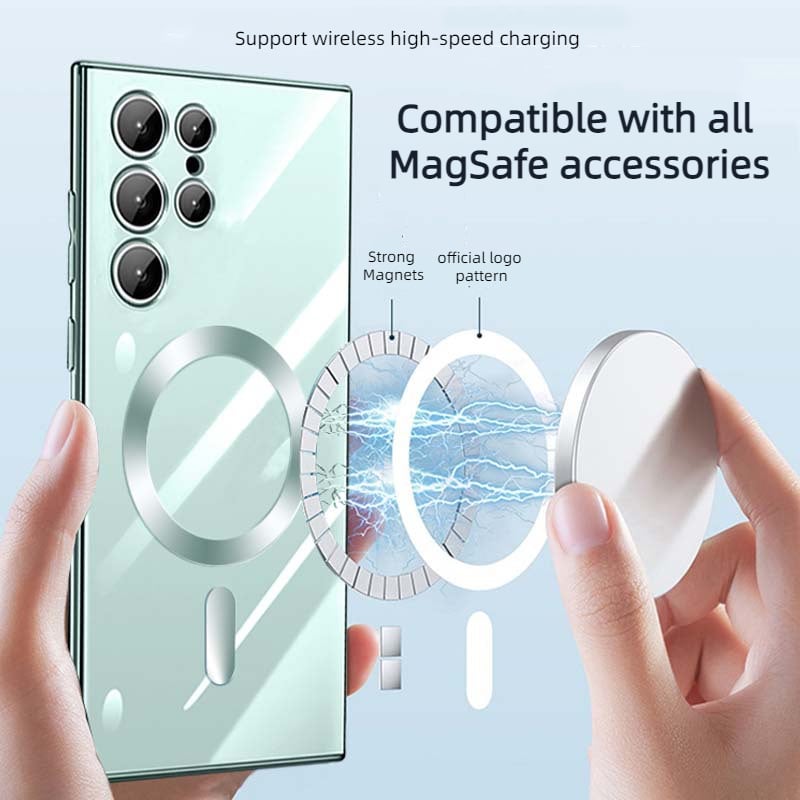 Transparent lyxbeläggning magnetiskt skydd för Samsung
