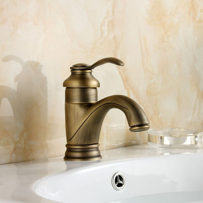 Antik Mässing Vattenkran Badrumsarmatur Blandare Handfat Vattenkran
