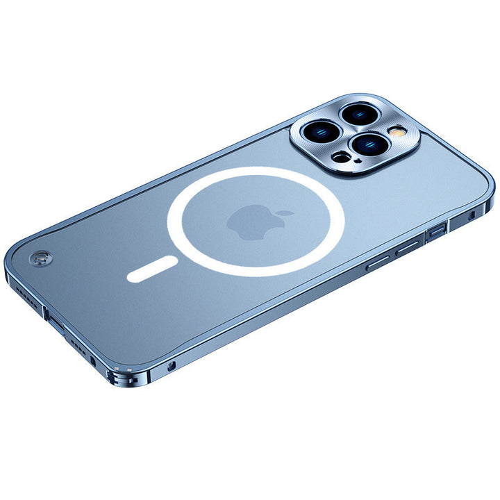 Magnetisk laddningsfodral med metallram för iPhone
