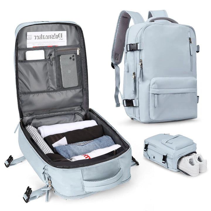 Karnz | Travelliva Damernas Reserucksack 35 L | Vattentät &amp; med USB-port | Stöldskydd &amp; Skofack | För Vandring, Vardag &amp; Resor