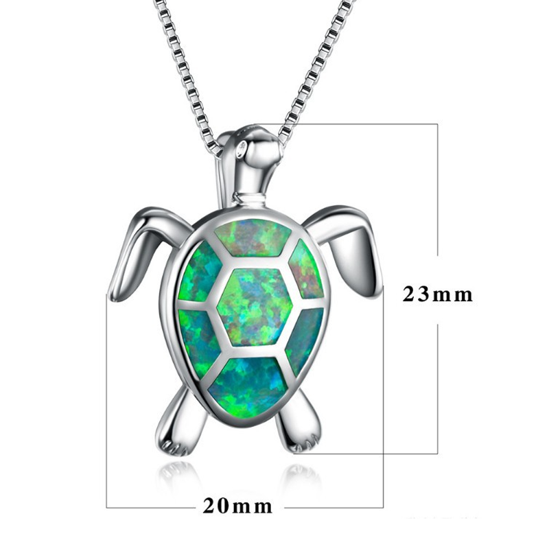 Halsband av blå opal med havssköldpadda