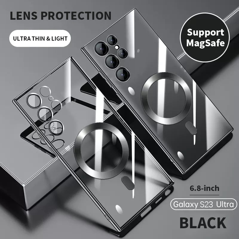 Transparent lyxbeläggning magnetiskt skal för Samsung