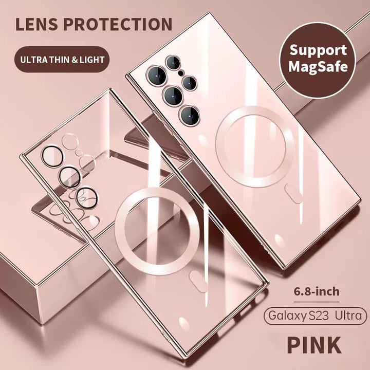 Transparent lyxbeläggning magnetiskt skydd för Samsung