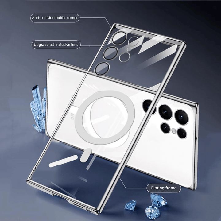 Transparent lyxbeläggning magnetiskt skal för Samsung