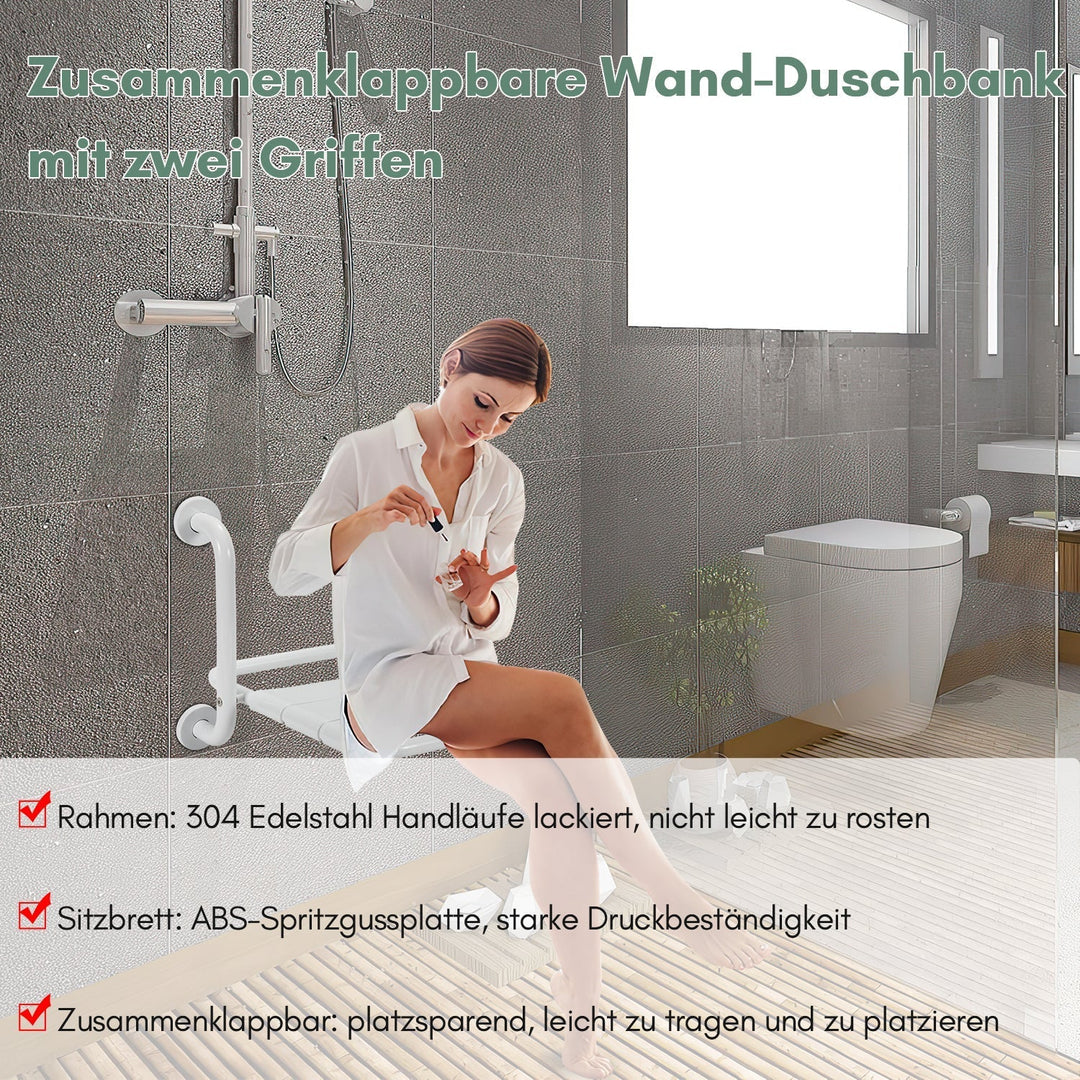 Fällbar Duschklappsitz med Armstöd Väggmontering | Karnz