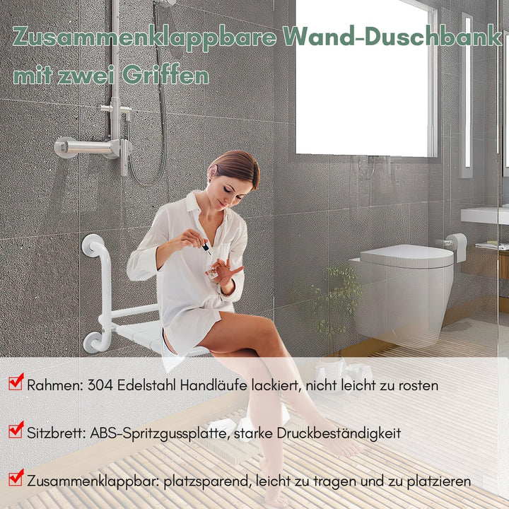 Fällbar Duschklappsitz med Armstöd Väggmontering | Karnz