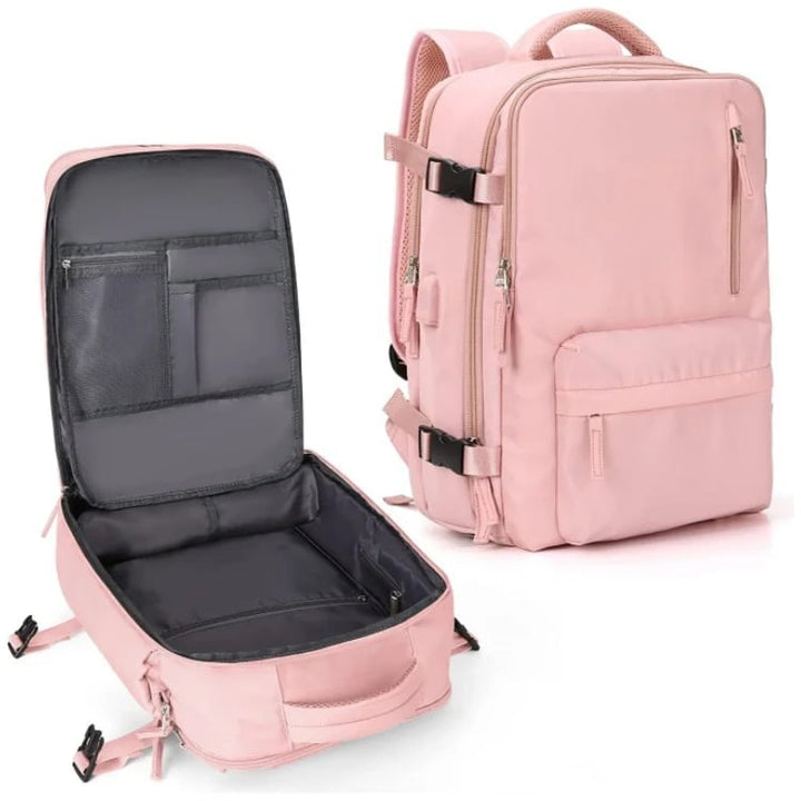 Karnz | Travelliva Dam Reserucksack 35 L | Vattentät &amp; med USB-port | Stöldskydd &amp; Skofack | För Vandring, Vardag &amp; Resor