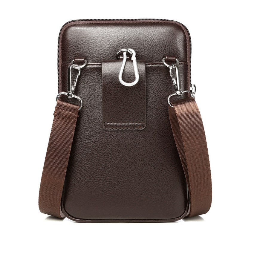 Kompakt PU-läder crossbody-väska för herrar med justerbar axelrem | Karnz