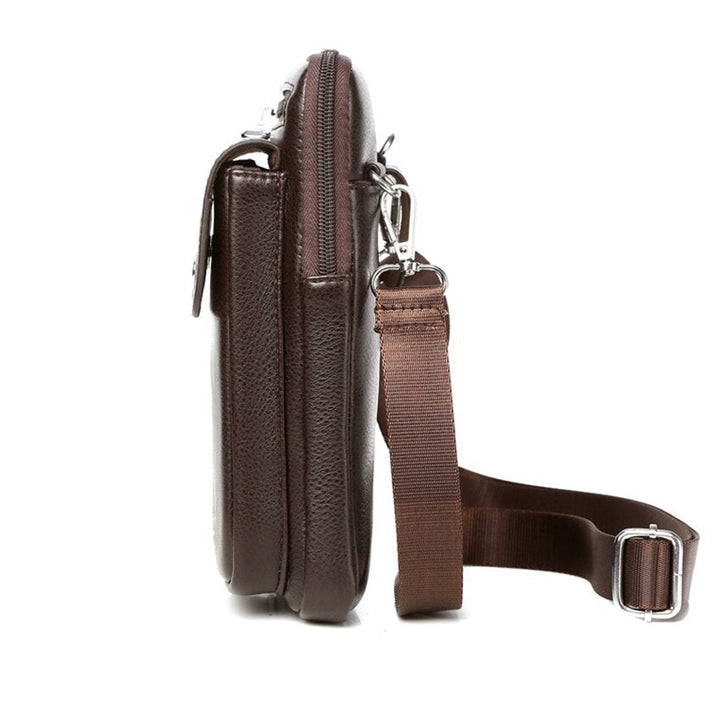 Kompakt PU-läder crossbody-väska för herrar med justerbar axelrem | Karnz