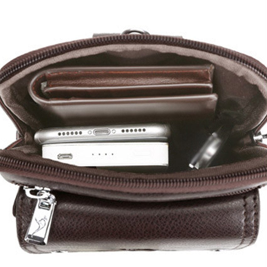 Kompakt PU-läder crossbody-väska för herrar med justerbar axelrem | Karnz