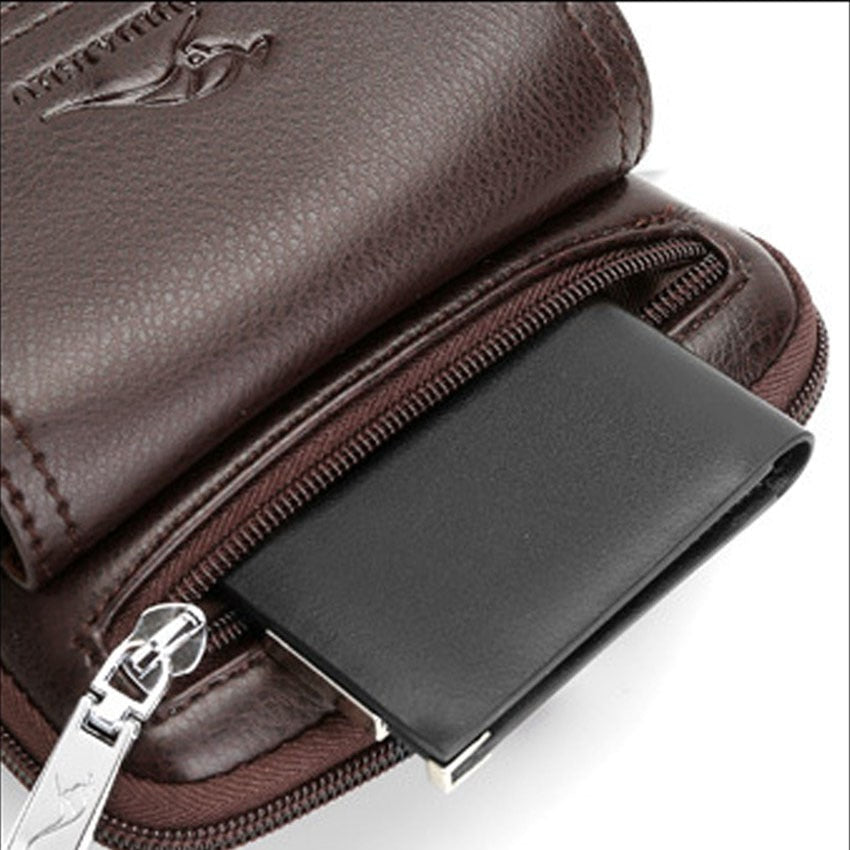 Kompakt PU-läder crossbody-väska för herrar med justerbar axelrem | Karnz