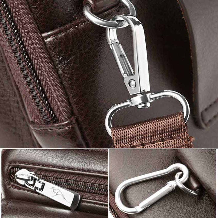 Kompakt PU-läder crossbody-väska för herrar med justerbar axelrem | Karnz