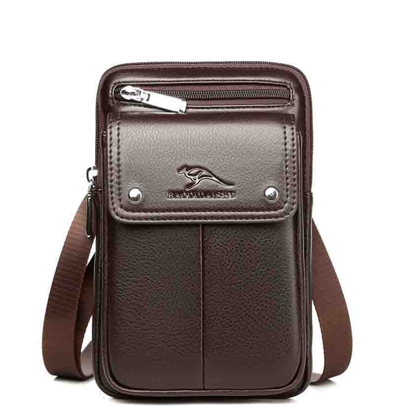 Kompakt PU-läder crossbody-väska för herrar med justerbar axelrem | Karnz