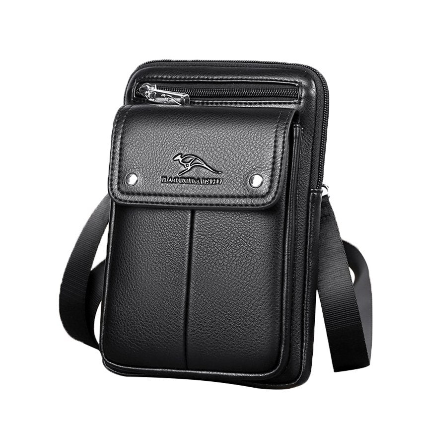 Kompakt PU-läder crossbody-väska för herrar med justerbar axelrem | Karnz